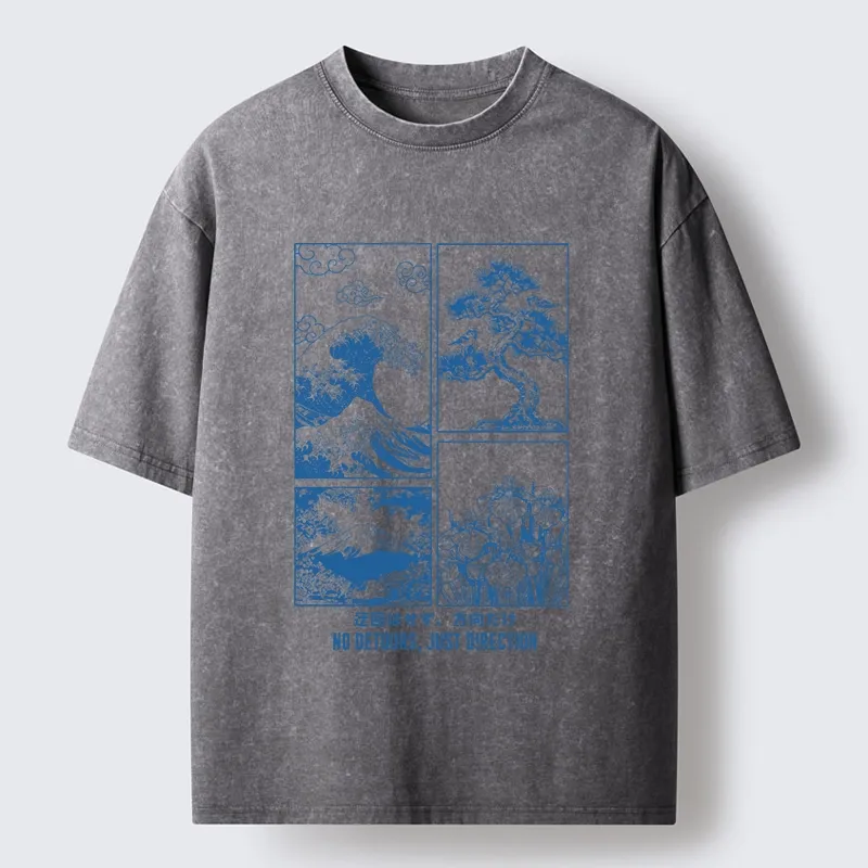 Tokyo-Tiger Japanese Wave Four Panel Washed T-Shirt