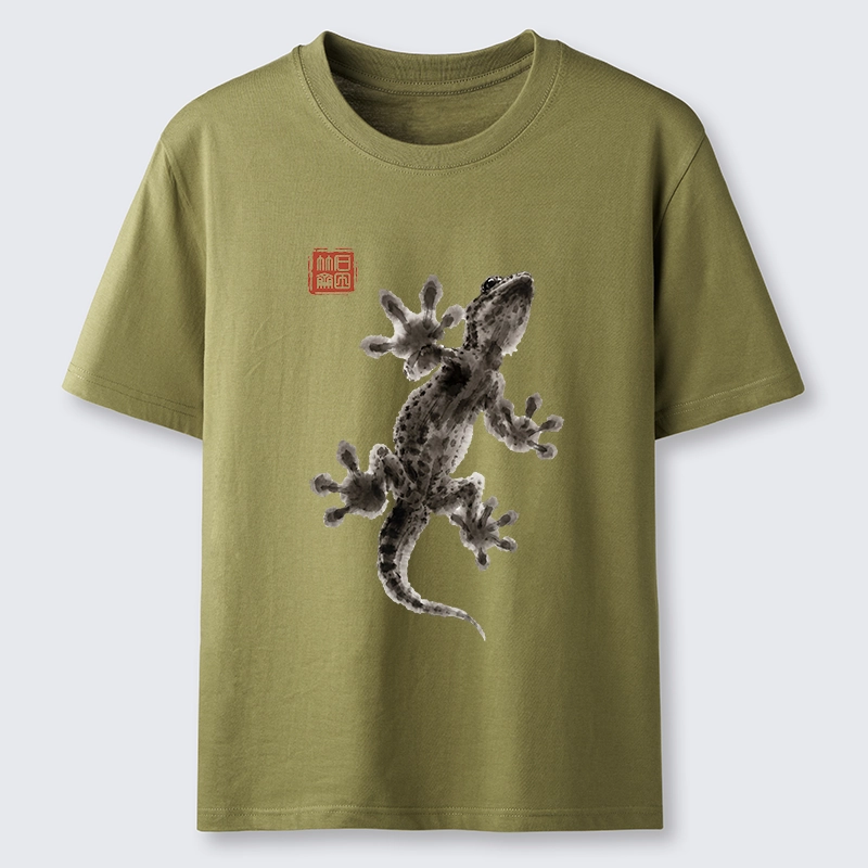 Tokyo-Tiger Minimal Asian Ink Brush Gecko Vibe Classic T-Shirt