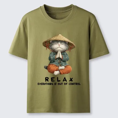 Tokyo-Tiger Zen Relax Cat Graphic Classic T-Shirt