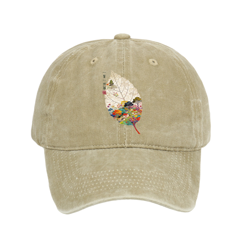 Tokyo-Tiger One Leaf Holds A Tiny Colorful World Washed Cap