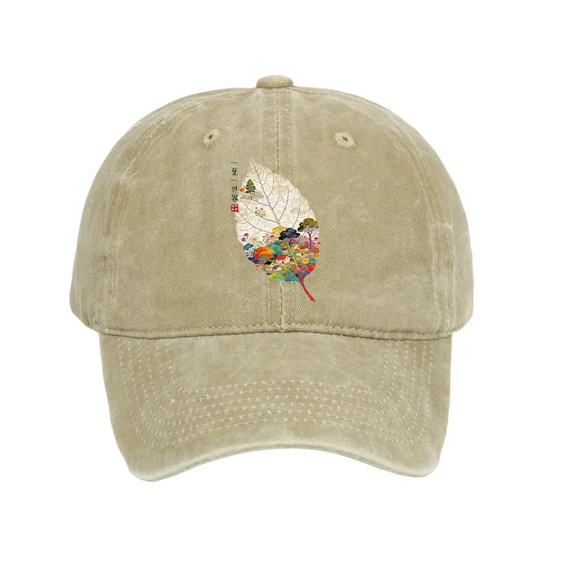 Tokyo-Tiger One Leaf Holds A Tiny Colorful World Washed Cap