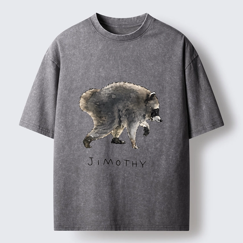 Tokyo-Tiger Jimothy Raccoon Art Washed T-Shirt