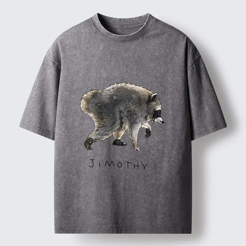 Tokyo-Tiger Jimothy Raccoon Art Washed T-Shirt