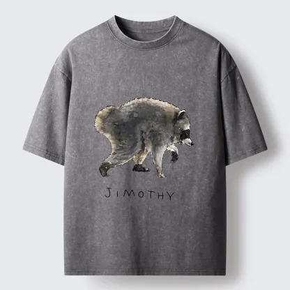 Tokyo-Tiger Jimothy Raccoon Art Washed T-Shirt