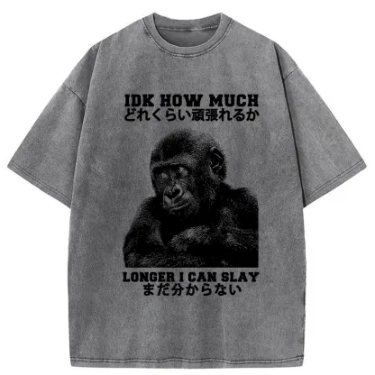Tokyo-Tiger I Don't Know How Long I Can Slay Washed T-Shirt