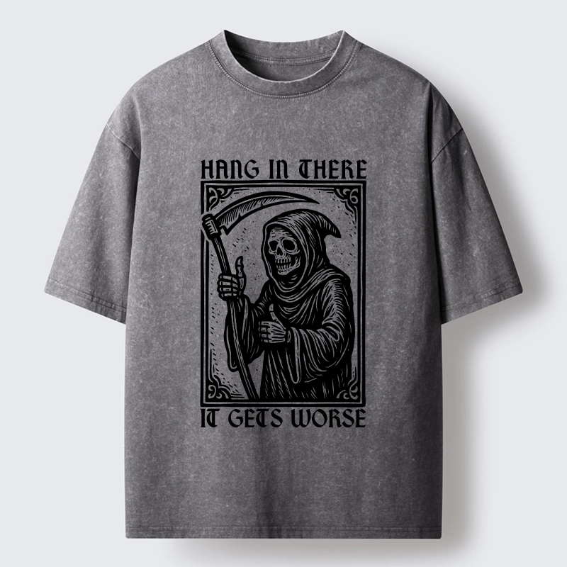 Tokyo-Tiger Hang In There Skeleton Washed T-Shirt