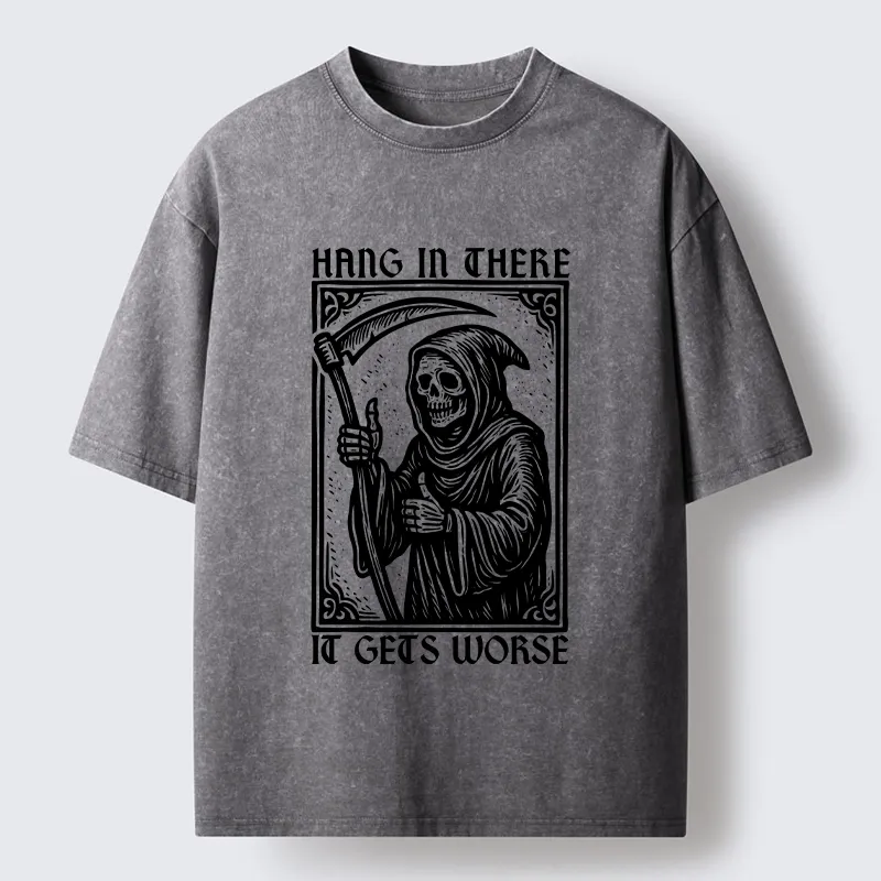 Tokyo-Tiger Hang In There Skeleton Washed T-Shirt