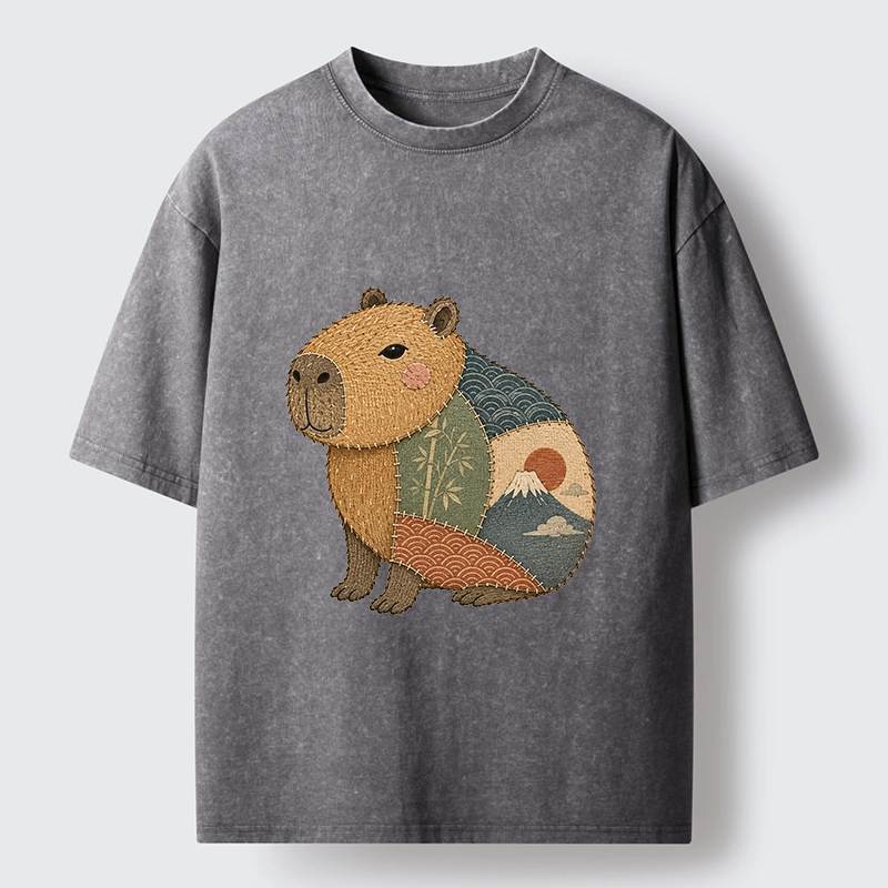 Tokyo-Tiger Patchwork Capybara Washed T-Shirt