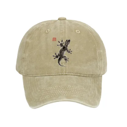 Tokyo-Tiger Minimal Asian Ink Brush Gecko Vibe Washed Cap