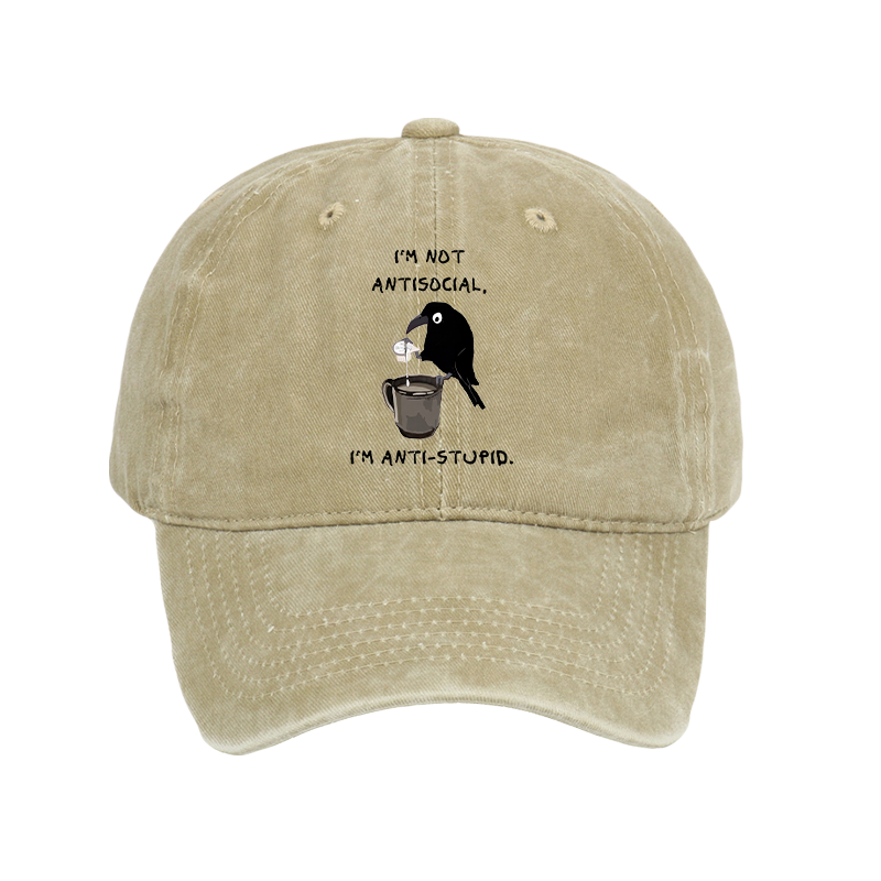 Tokyo-Tiger Cool Crow Sips Calm Coffee Alone Washed Cap
