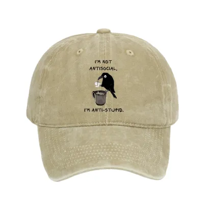 Tokyo-Tiger Cool Crow Sips Calm Coffee Alone Washed Cap
