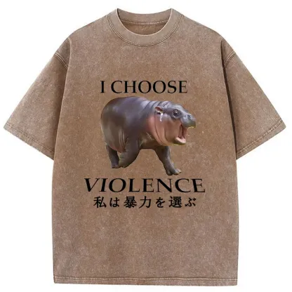 Tokyo-Tiger Moo Deng Choose Violence Washed T-Shirt