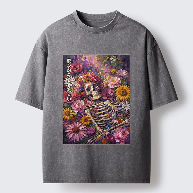 Tokyo-Tiger Bloom And Bones Washed T-Shirt