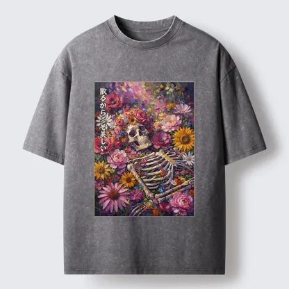 Tokyo-Tiger Bloom And Bones Washed T-Shirt