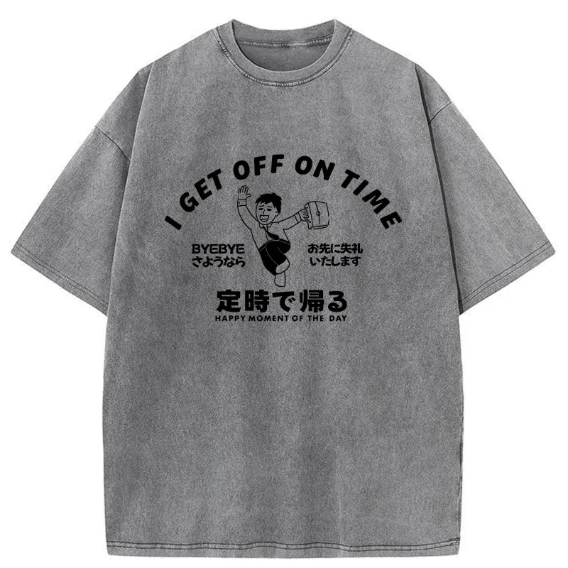 Tokyo-Tiger Get Off Work On Time Washed T-Shirt