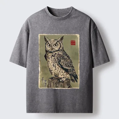 Tokyo-Tiger Wise Forest Owl Washed T-Shirt