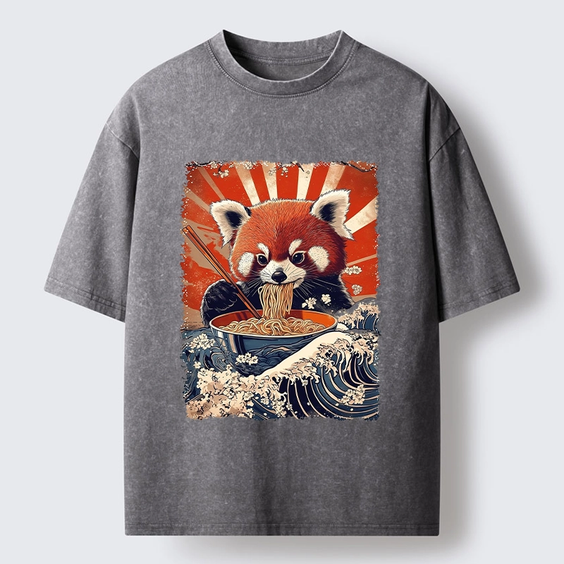 Tokyo-Tiger Red Panda Noodle Fun Washed T-Shirt