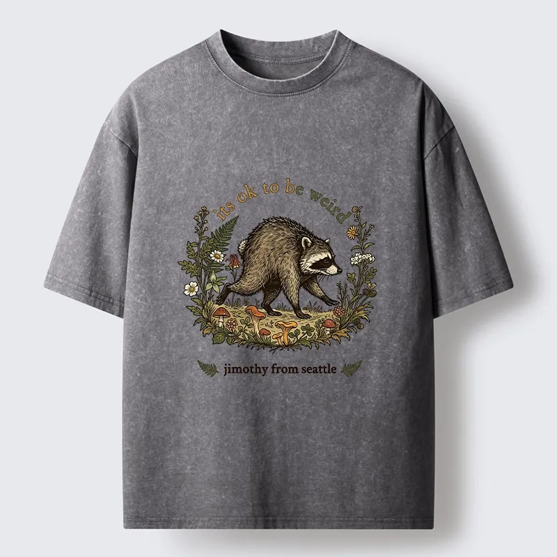Tokyo-Tiger Funny Jimothy Raccoon Washed T-Shirt