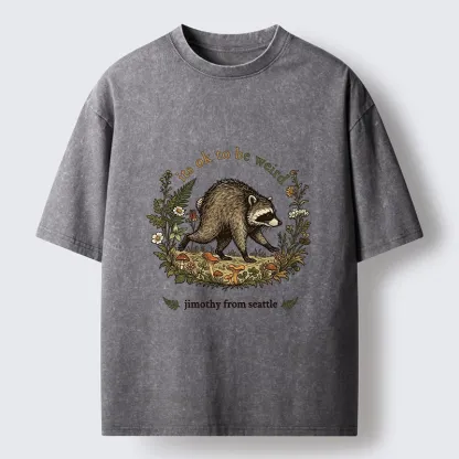 Tokyo-Tiger Funny Jimothy Raccoon Washed T-Shirt