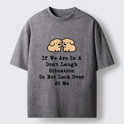 Tokyo-Tiger Funny Silent Dog Washed T-Shirt