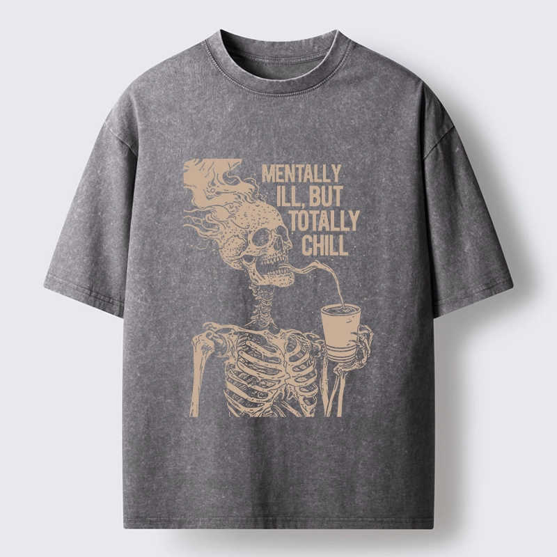 Tokyo‑Tiger Funny Skeleton Chill Washed T‑Shirt