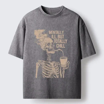 Tokyo‑Tiger Funny Skeleton Chill Washed T‑Shirt