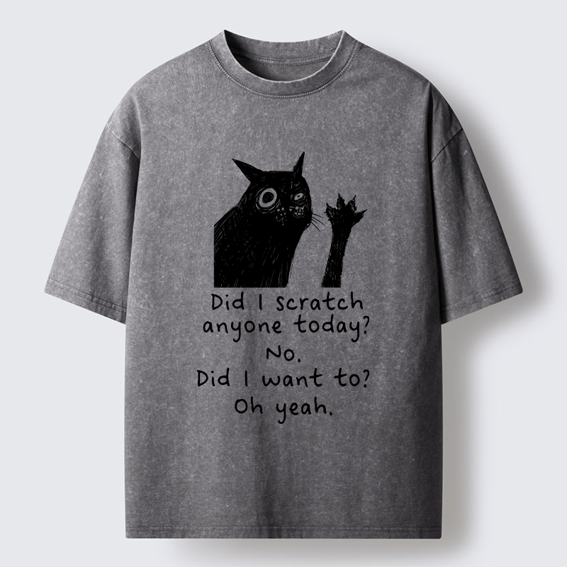 Tokyo‑Tiger Black Cat Scratches People Washed T-Shirt