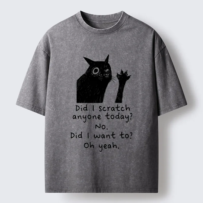 Tokyo‑Tiger Black Cat Scratches People Washed T-Shirt