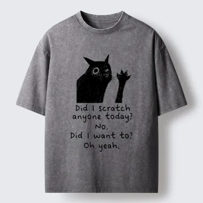 Tokyo‑Tiger Black Cat Scratches People Washed T-Shirt