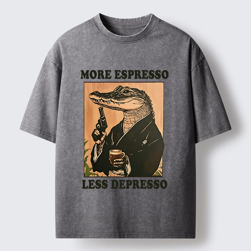 Tokyo-Tiger Coffee Mood Crocodile Washed T-Shirt