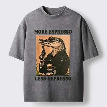 Tokyo-Tiger Coffee Mood Crocodile Washed T-Shirt