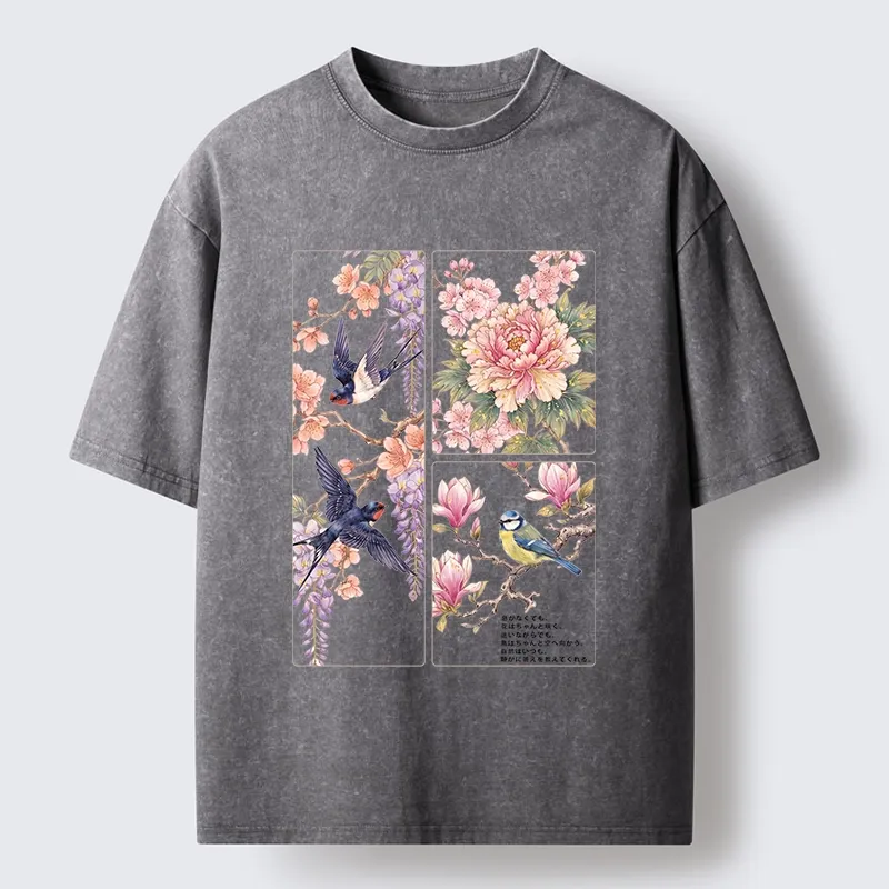 Tokyo-Tiger Spring Swallow Dance Washed T-Shirt