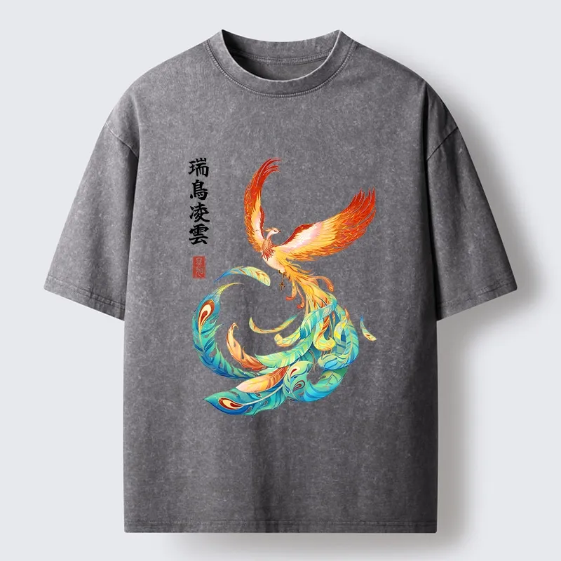 Tokyo‑Tiger Lucky Phoenix Art Washed T‑Shirt