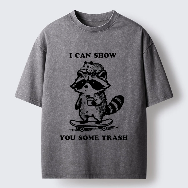 Tokyo‑Tiger Funny Trash Crew Washed T‑Shirt