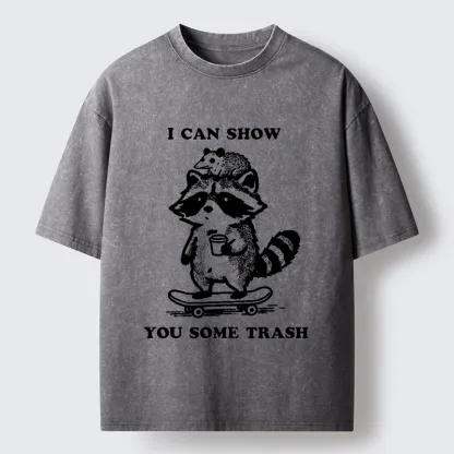 Tokyo‑Tiger Funny Trash Crew Washed T‑Shirt