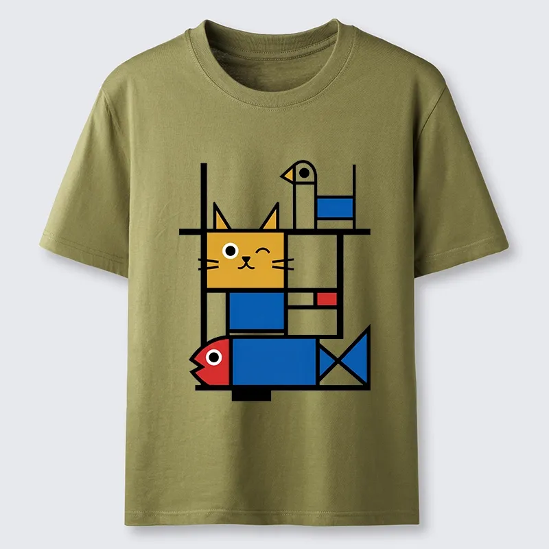 Tokyo-Tiger Retro Geometric Kitty Classic T-Shirt