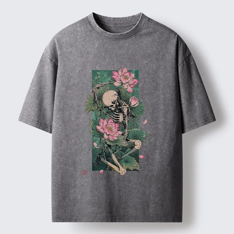 Tokyo-Tiger Death And Lotus Washed T-Shirt