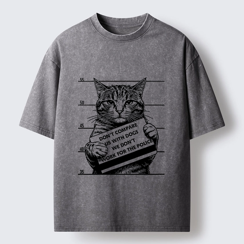 Tokyo-Tiger Funny Cat Vs Dog Joke Washed T-Shirt