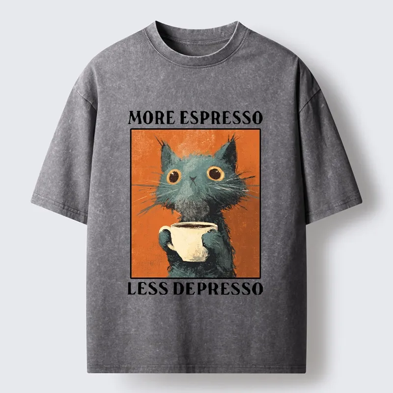 Tokyo‑Tiger Coffee Mood Cat Washed T‑Shirt