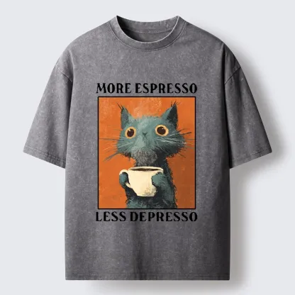 Tokyo‑Tiger Coffee Mood Cat Washed T‑Shirt