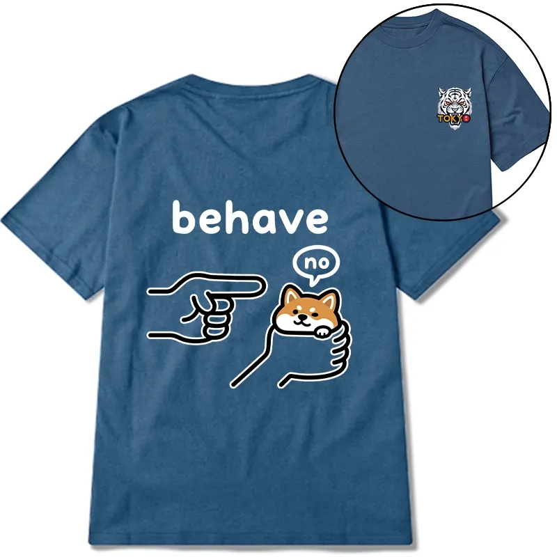 Tokyo-Tiger Funny Shiba Refusing To Behave Front Back Classic T-Shirt