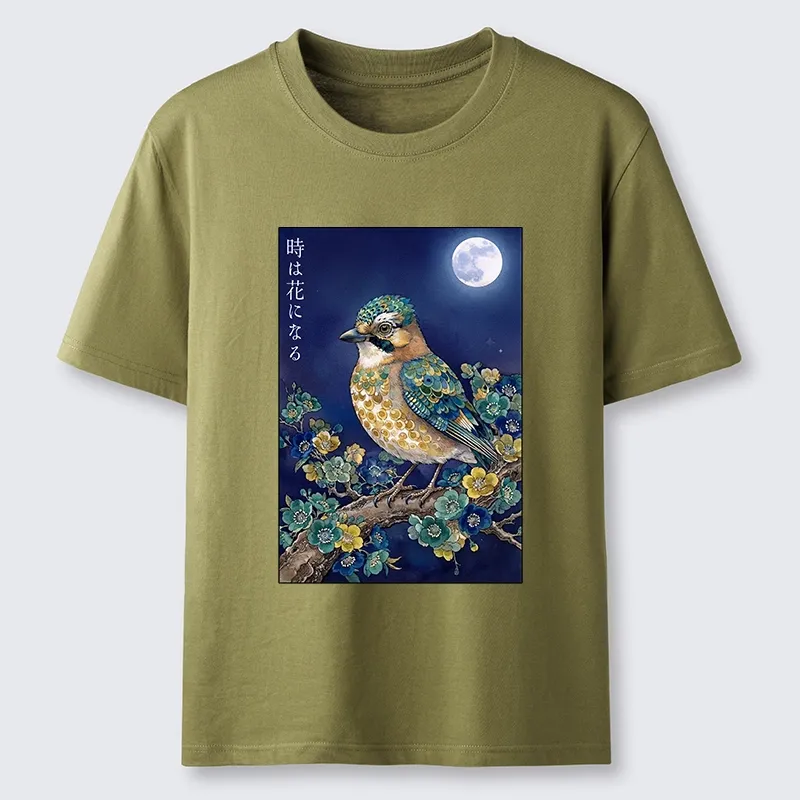 Tokyo-Tiger Moon Bird Floral Retro Art Classic T-Shirt Sale
