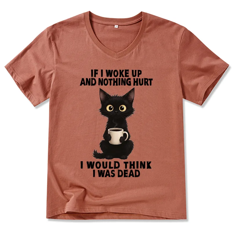Tokyo-Tiger Funny Cute Black Cat And Coffee Meme V-Neck Classic T-Shirt