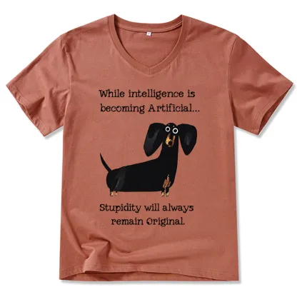Tokyo-Tiger Dachshund Real Humor Funny Meme V-Neck Classic T-Shirt