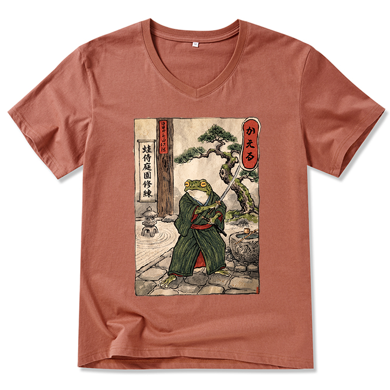 Tokyo-Tiger Samurai Frog Training V-Neck Classic T-Shirt