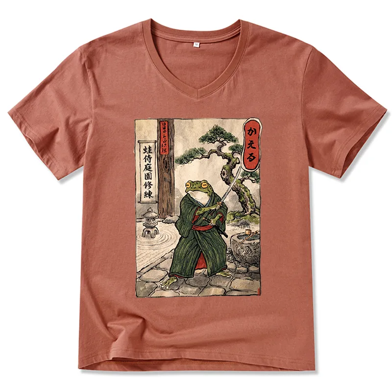 Tokyo-Tiger Samurai Frog Training V-Neck Classic T-Shirt