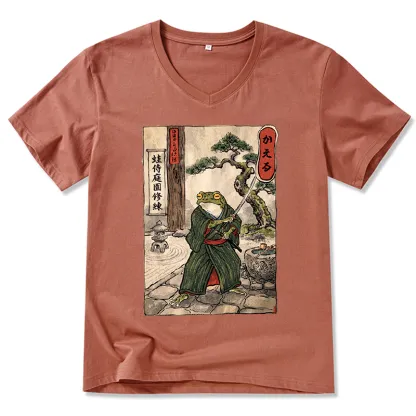 Tokyo-Tiger Samurai Frog Training V-Neck Classic T-Shirt