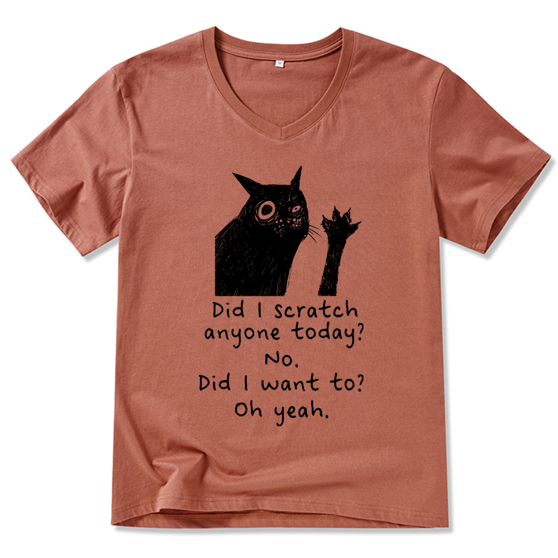 Tokyo-Tiger Black Cat Scratches People V-Neck Classic T-Shirt
