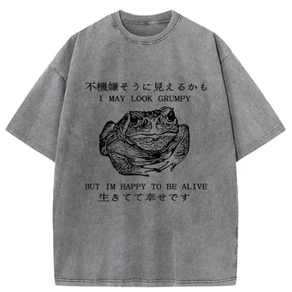 Tokyo-Tiger Emotionally Calm Frog Washed T-Shirt