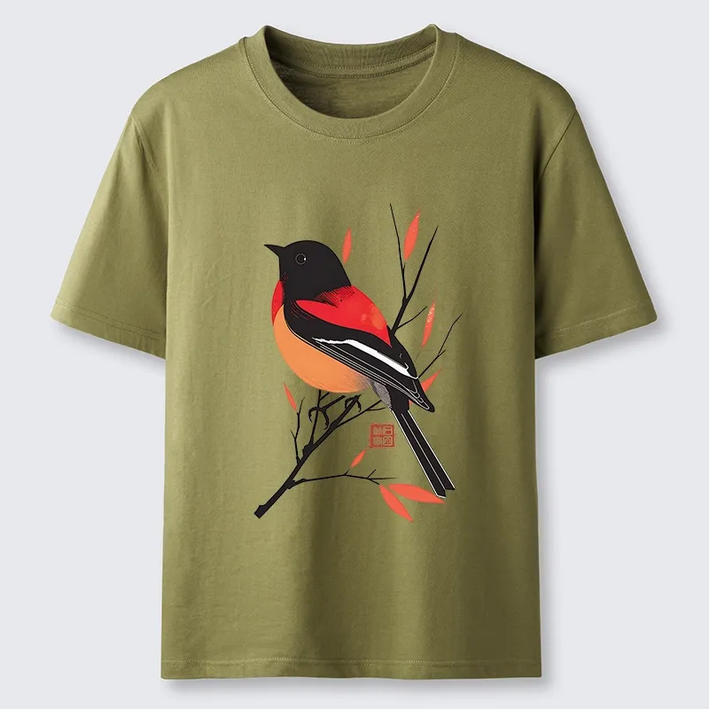 Tokyo-Tiger Oriental Bird Graphic Classic T-Shirt